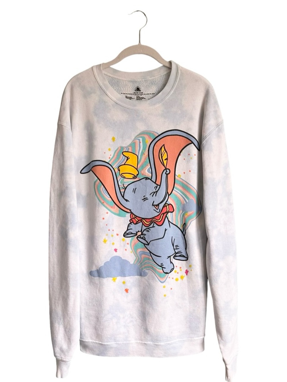 Disney Parks Dumbo Fantasyland Cloud Tie Dye Sweatshirt Adult Small